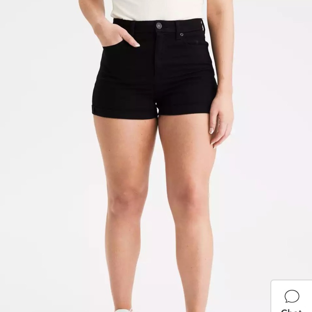 American Eagle Black AE Ne(x)t Level Curvy High-Waisted Short Short - Picture 1 of 14
